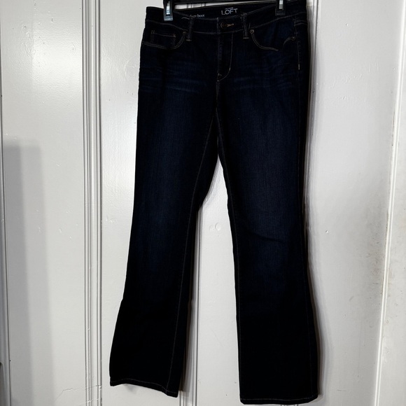 Loft Modern Boot Cut Jeans Dark Wash Low Rise Size 6 /‎ 28 - Picture 1 of 12
